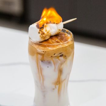 Snowcano - Dalgonna latte with flambé marshmallow - Shaved Ice Near Me - Katy, Texas Snowcano - Dalgonna latte with flambé marshmallow - Shaved Ice Near Me - Katy, Texas