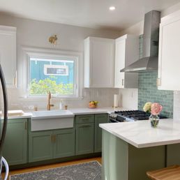 Decora (base cabinets) and Schrock (upper cabinets)