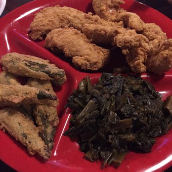 Lancaster's BBQ - Chicken Tenders with collards and okra - Barbeque Near Me - Huntersville, North Carolina