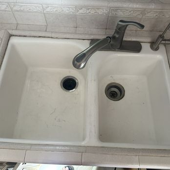 JLR Flooring Installation - This is our original two bowl cast iron sink and faucets that we removed - Flooring Near Me - Campbell, California
