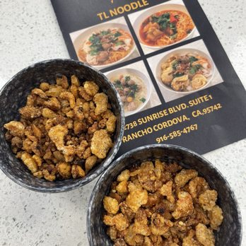 TL Noodle - Pork rinds - $1 extra, maybe $2. They're good, so it's worth it. - Noodles Near Me - Rancho Cordova, California TL Noodle - Pork rinds - $1 extra, maybe $2. They're good, so it's worth it. - Noodles Near Me - Rancho Cordova, California