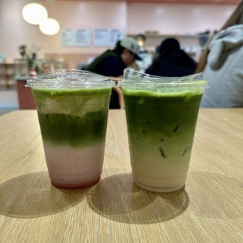 Re Bakesic - Strawberry Matcha w/ strawberry cream top (left) & Earl Grey Matcha (right) - Bakeries Near Me - Alhambra, California Re Bakesic - Strawberry Matcha w/ strawberry cream top (left) & Earl Grey Matcha (right) - Bakeries Near Me - Alhambra, California