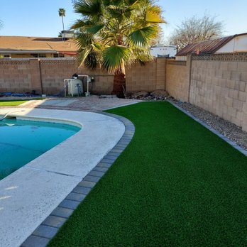 Always Green Turf - Where the stump used to be. New trim around the pool - Artificial Turf Near Me - Mesa, Arizona Always Green Turf - Where the stump used to be. New trim around the pool - Artificial Turf Near Me - Mesa, Arizona