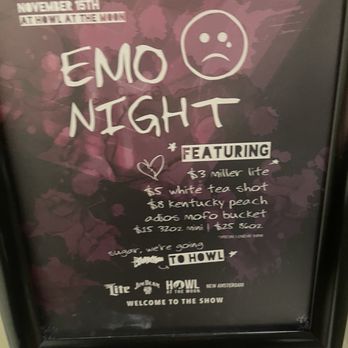 Howl at the Moon Pittsburgh - Emo night flyer - Bars Near Me - Pittsburgh, Pennsylvania Howl at the Moon Pittsburgh - Emo night flyer - Bars Near Me - Pittsburgh, Pennsylvania