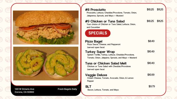 Menu photo 3 5th Avenue Bagelry Corona, CA
