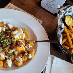 Manoa Tavern - Bacon covered tots AND chicken tenders w.fries