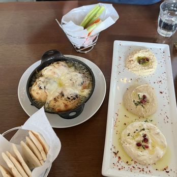 Levant Bistro - Dip sampler, Garlic Herb Bread - Gluten-Free Near Me - Los Angeles, California Levant Bistro - Dip sampler, Garlic Herb Bread - Gluten-Free Near Me - Los Angeles, California