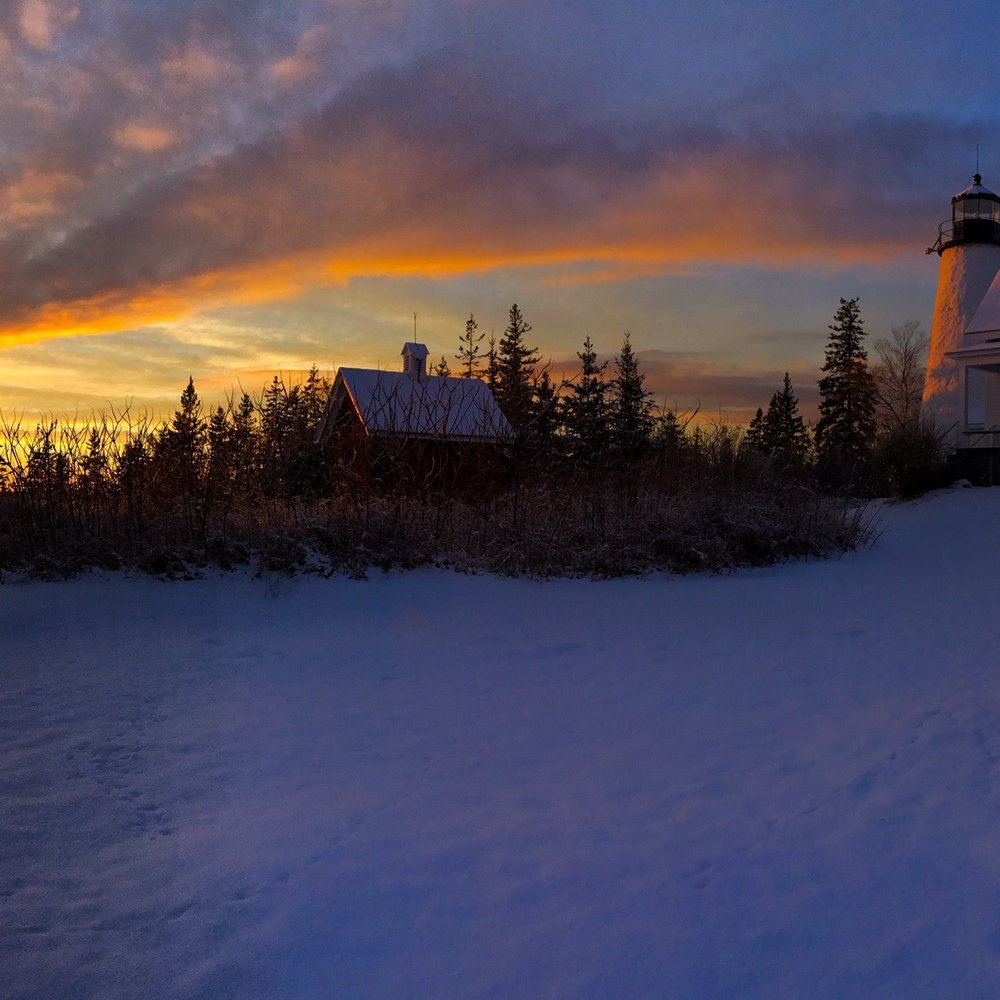 Dyce Head Lighthouse - Sunset at Dyce Head - I took this in winter 2018 - Hiking Near Me - Castine, Maine