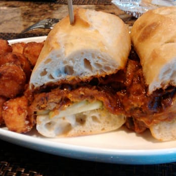 ArtBar Cambridge - Bbq pulled pork sandwich with sweet potato tots - New American Near Me - Cambridge, Massachusetts ArtBar Cambridge - Bbq pulled pork sandwich with sweet potato tots - New American Near Me - Cambridge, Massachusetts