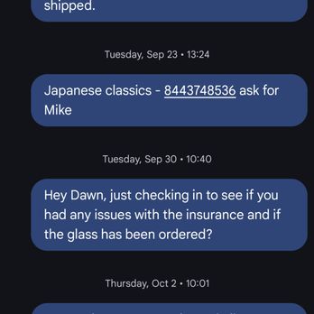 Auto Glass One - Text exchange with Dawn. - Auto Glass Services Near Me - Baltimore, Maryland