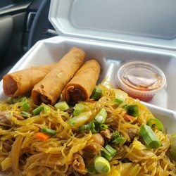 Lorma’s Kitchennette - Pancit & 3 pork lumpia. You can choose from other meats if uou prefer.