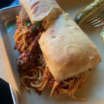 Cafe Stella - Meatball Sub! Spaghetti & Meatballs on a toasted roll! - Italian Near Me - Flagstaff, Arizona Cafe Stella - Meatball Sub! Spaghetti & Meatballs on a toasted roll! - Italian Near Me - Flagstaff, Arizona