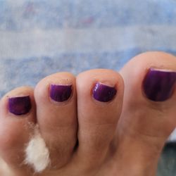 Sky Nails & Spa - Cut crooked,  no polish on the tip of nail. Polish smeared around cuticle.