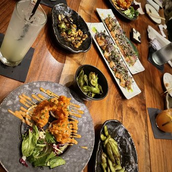 EBESU Robata & Sushi - Brussels sprouts, tuna flatbread, crispy shrimp. - Sushi Bars Near Me - Plano, Texas
