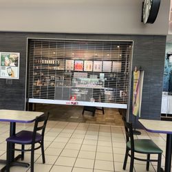 Starbucks - The gate being closed halfway while they are on their 2 hour fun and play break.