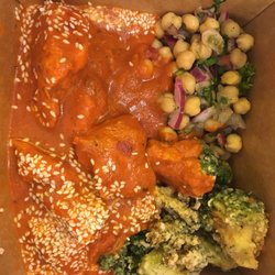 Good Karma - Butter chicken with rice, chickpeas, and broccoli Pakora