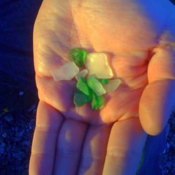 Glass Beach - Handful of glass - Beaches Near Me Glass Beach - Handful of glass - Beaches Near Me