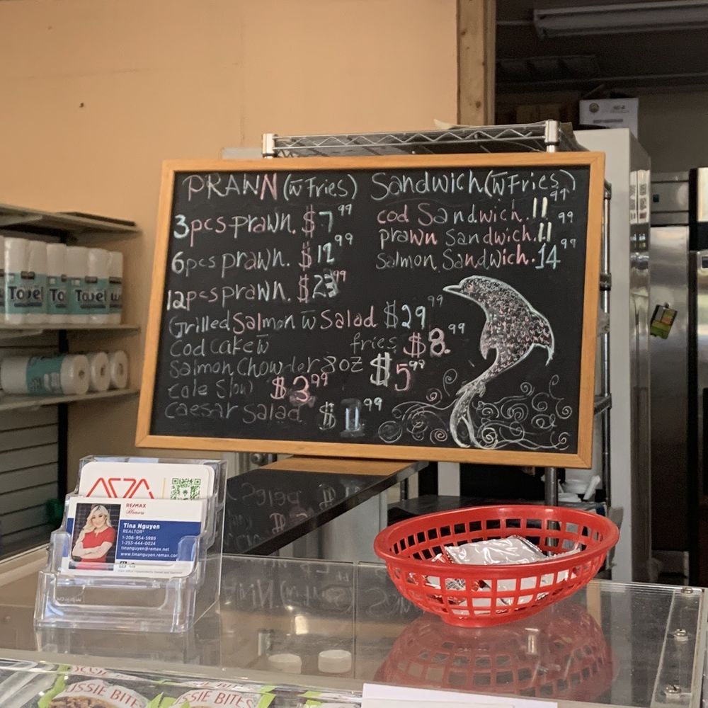 West Seattle Fish House - a chalkboard with a menu - Fish & Chips Near Me - Seattle, Washington West Seattle Fish House - a chalkboard with a menu - Fish & Chips Near Me - Seattle, Washington