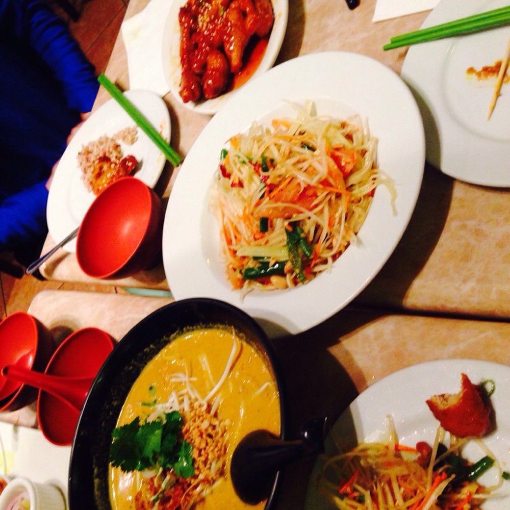 My Vegan - Yellow curry noodles, papaya salad, orange chicken - Thai Near Me - Pasadena, California My Vegan - Yellow curry noodles, papaya salad, orange chicken - Thai Near Me - Pasadena, California