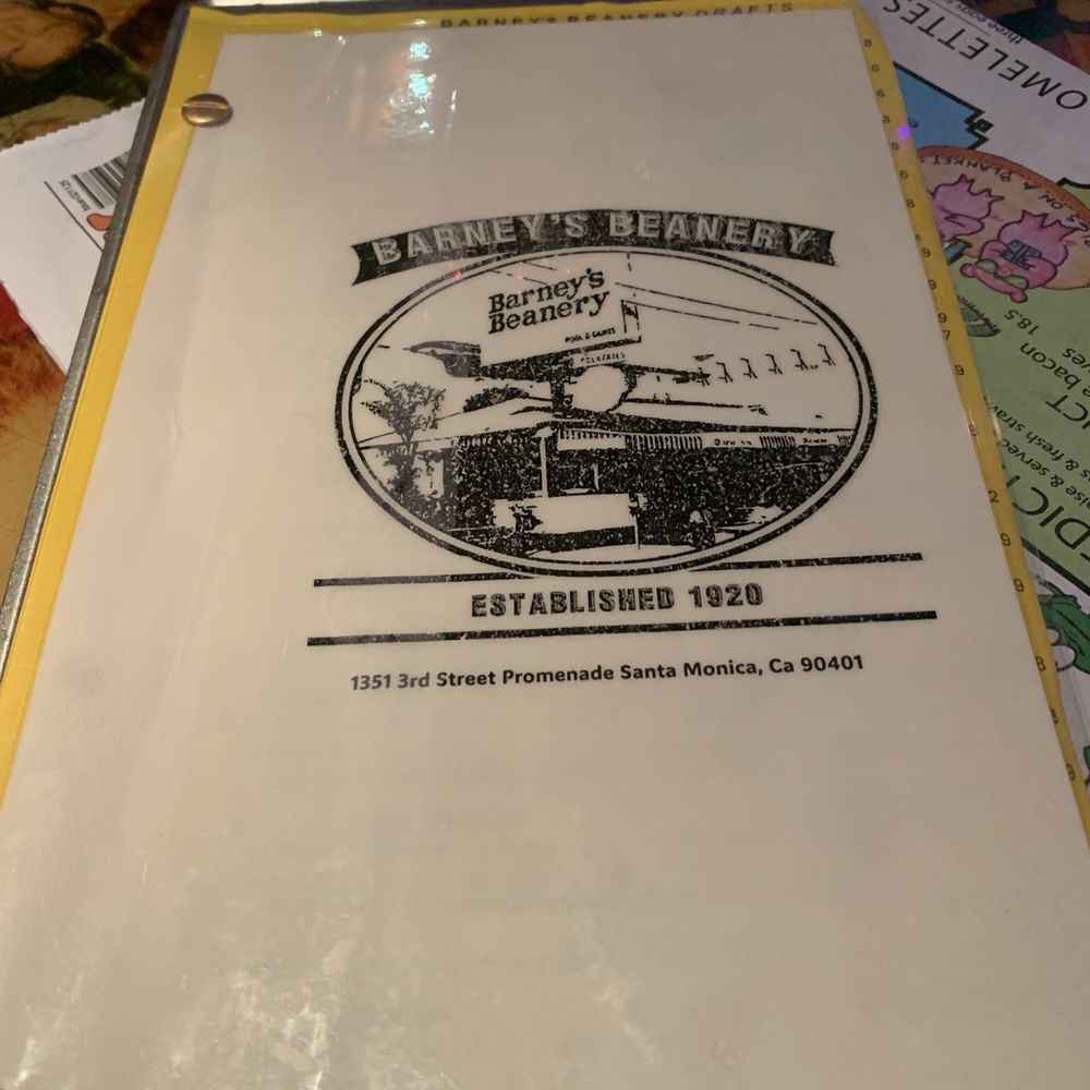 Barney's Beanery - Drink menu cover - Breakfast & Brunch Near Me - Santa Monica, California