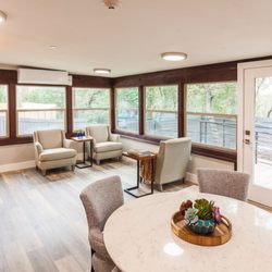 Silverleaf Eldercare - Dining and relaxation with a view of our butterfly and bird sanctuary.