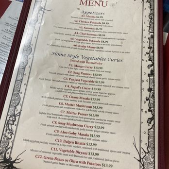 Nepal's Cafe - Menu as of Sept 2023 - Indian Near Me - Estes Park, Colorado