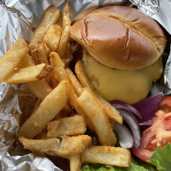 Bruno's Burger Bar - Cheeseburger with all the fixings and fries!!! - Food Trucks Near Me