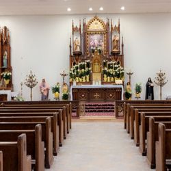 St Pius V Traditional Catholic School - The Altar and Chapel decorated for Easter Sunday Mass.