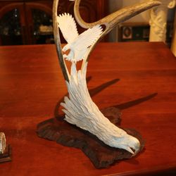 His & Her Art Gallery - "EAGLES" Sculpted in elk antler
