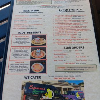 Esparza's Restaurante Mexicano - Menu - Mexican Near Me - Grapevine, Texas