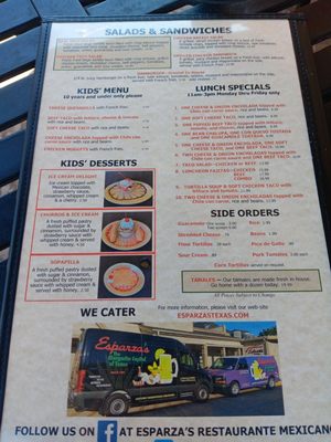 Menu photo 7 Esparza's Restaurante Mexicano Grapevine, TX