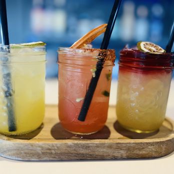 Takiza Taco & Tequila Bar - Marg Flight - love the colors! - Bars Near Me - Arvada, Colorado