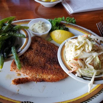 The Fish Grill - Broiled salmon with green beans and cole slaw - Seafood Near Me - Dania Beach, Florida