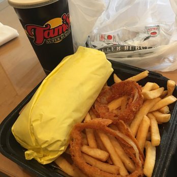 Tam's Burgers - Pastrami combo with large Orange Bang - Burgers Near Me - Paramount, California