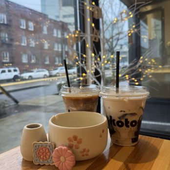 Koto Jelly Coffee - left: milk jelly with coffee right: coffee jelly with milk - Coffee & Tea Near Me - Seattle, Washington Koto Jelly Coffee - left: milk jelly with coffee right: coffee jelly with milk - Coffee & Tea Near Me - Seattle, Washington