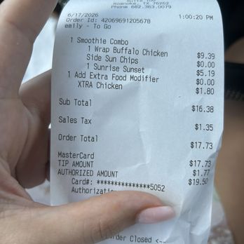 Tropical Smoothie Cafe - Over charged and tipped and I'm so disappointed. - Juice Bars & Smoothies Near Me - Roanoke, Texas