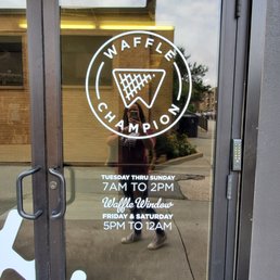 Exterior outside entrance of Waffle Champion - Door signs - Oklahoma City, Oklahoma Exterior outside entrance of Waffle Champion - Door signs - Oklahoma City, Oklahoma