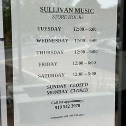 Sullivan Music - Hours