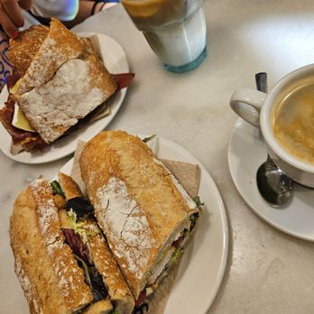 Panadería 365 - iberica with brie 5,2 and chicken salad sandwich 4,35 - Coffee & Tea Near Me - Barcelona, B Panadería 365 - iberica with brie 5,2 and chicken salad sandwich 4,35 - Coffee & Tea Near Me - Barcelona, B