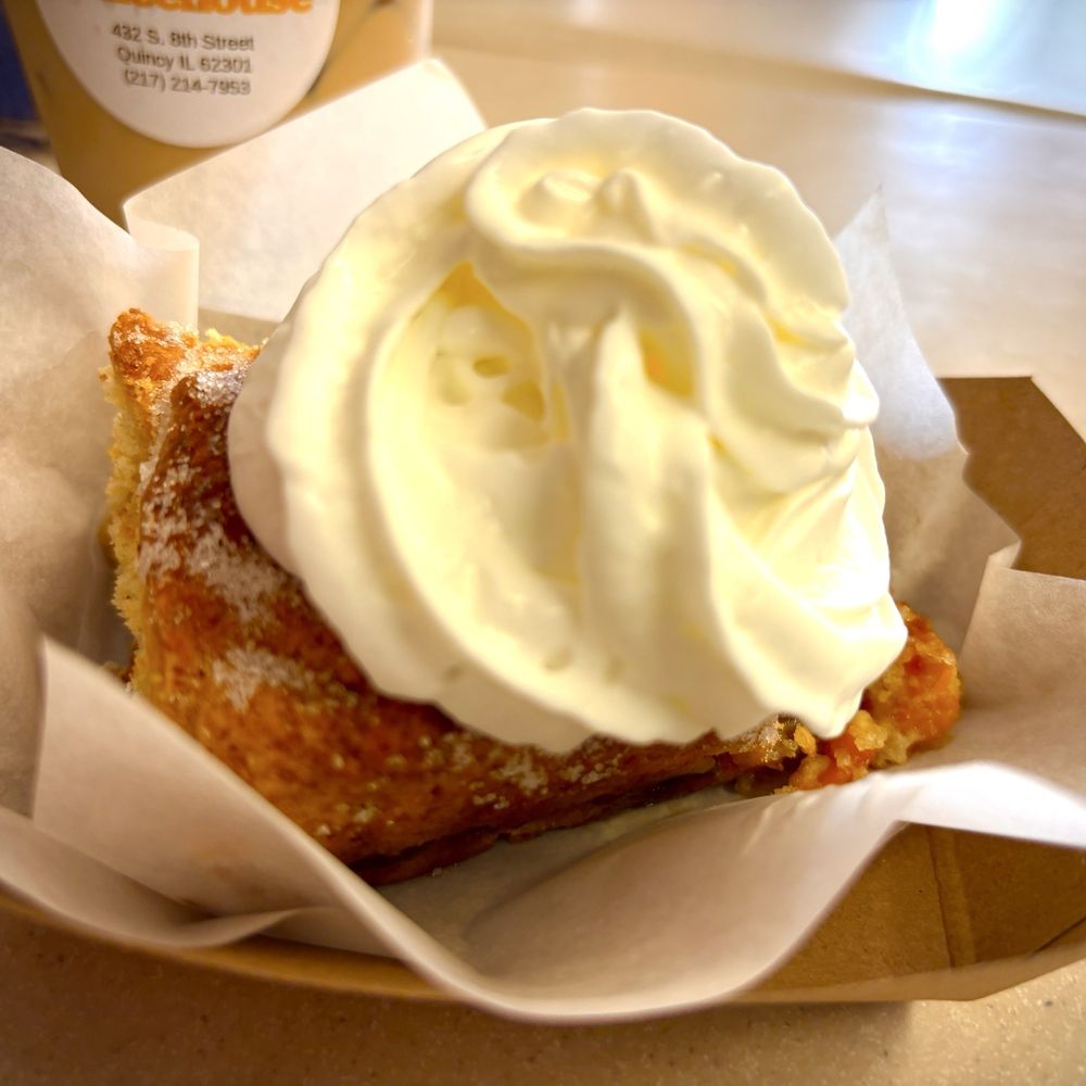 Calftown Cafe - Peach pastry with whipped cream - Cafes Near Me - Quincy, Illinois Calftown Cafe - Peach pastry with whipped cream - Cafes Near Me - Quincy, Illinois