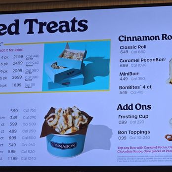 Auntie Anne's & Cinnabon - Cinnabon menu as of 7/9/2024 - Bakeries Near Me - Menomonee Falls, Wisconsin Auntie Anne's & Cinnabon - Cinnabon menu as of 7/9/2024 - Bakeries Near Me - Menomonee Falls, Wisconsin