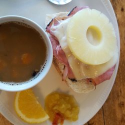 The Kitchen Witch Tea Room & Country Crafts - Witch's special & soup du pais w/ mustard pickle - the mustard pickle is the bomb! I put it on the toast, the quiche. So good!