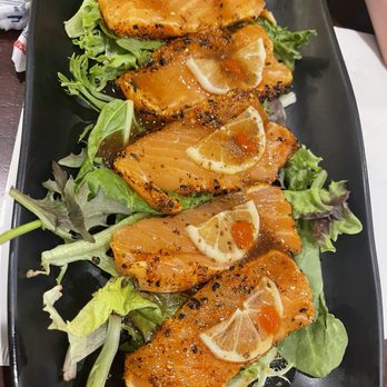 Sushi Kyodai - Tangy Seared Salmon Sashimi (5 Pieces) - so good - Japanese Near Me - San Diego, California Sushi Kyodai - Tangy Seared Salmon Sashimi (5 Pieces) - so good - Japanese Near Me - San Diego, California