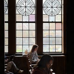 University of Pittsburgh - Stained glass windows in a classroom