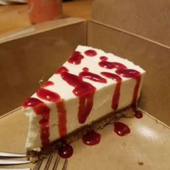 Whitebark Cafe - Cheesecake w/ raspberry sauce - Cafes Near Me - Banff, Alberta