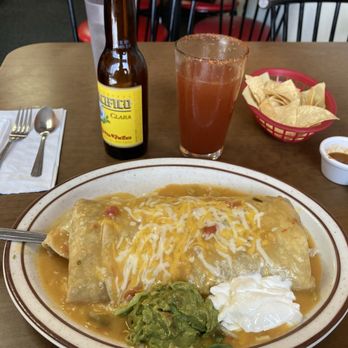 Mi Casa - El Jefe breakfast burrito w/ chorizo & a Pacifico michelada - Mexican Near Me - Lakewood, California Mi Casa - El Jefe breakfast burrito w/ chorizo & a Pacifico michelada - Mexican Near Me - Lakewood, California