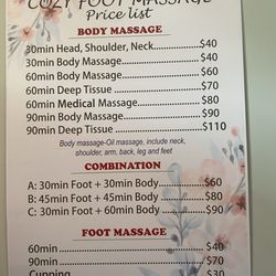Cozy Foot Massage - New Pricing.