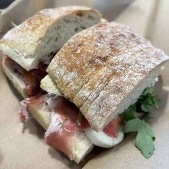 Dolce Aroma Italian Bakery - The Napoletano Sandwich - Prosciutto, mozzarella, olive oil, balsamic vinegar, arugula - Gelato Near Me - Carlsbad, California Dolce Aroma Italian Bakery - The Napoletano Sandwich - Prosciutto, mozzarella, olive oil, balsamic vinegar, arugula - Gelato Near Me - Carlsbad, California