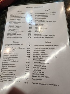 Menu photo 3 Bar Joan Barcelona, B