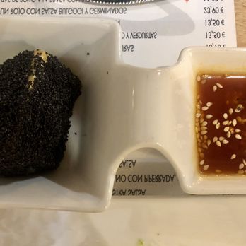 Ramuntxo Berri - Thw fried brie pintxo covered with poppy seeds and a sweet sauce is a winner. - Tapas Bars Near Me - Donostia, SS
